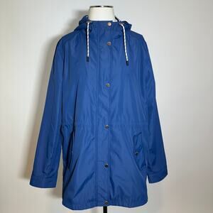 Weatherproof Weathercast Denim Blue Nautical Anorak Jacket Hooded Womens Size XL
